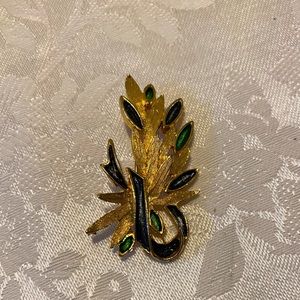 REDUCED Costume jewelry pin in gold and green